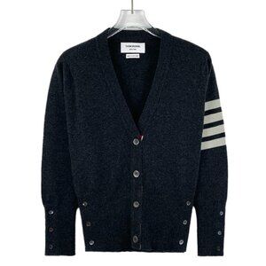 Thom Browne Dark gray cashmere V-neck cardigan